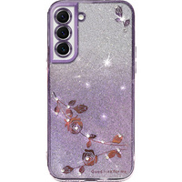 Husă pentru Samsung Galaxy S22+ Plus, Glitter Flower, violet