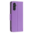 Cu clapetă pentru Samsung Galaxy A15, Wallet Litchi Leather, violet + sticlă 9H 