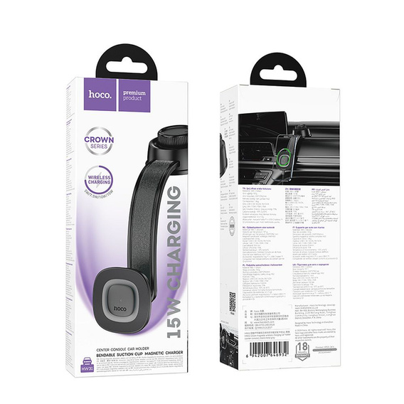 Suport pentru telefon auto Hoco HW30 cu încărcare inductivă