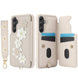 Husa pentru Samsung Galaxy S23 FE, Leather Flower Card Slot, bej