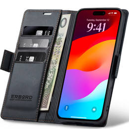 Carcasă de portofel Litchi lucioasă pentru iPhone 17 Pro Max