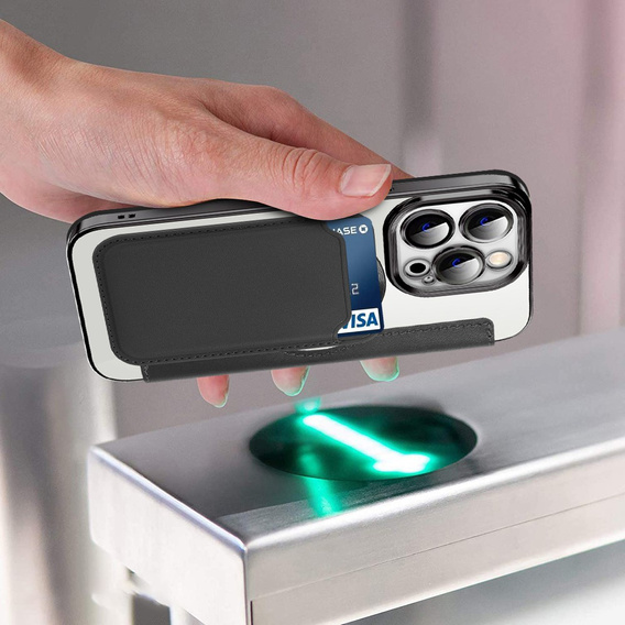 Cu clapetă pentru iPhone 13 Pro, RFID Wallet MagSafe CamShield, negru