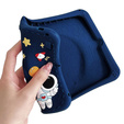 Husă din silicon pentru copii pentru iPad 9.7" 2018/2017 (6/5 gen.), blindată cu curea, Astronaut, albastru închis