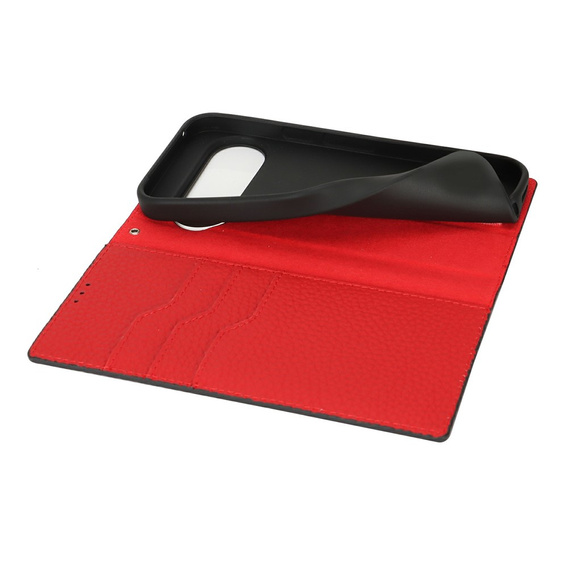 Husă cu clapetă pentru Google Pixel 10 Pro XL, piele Litchi Grain, negru