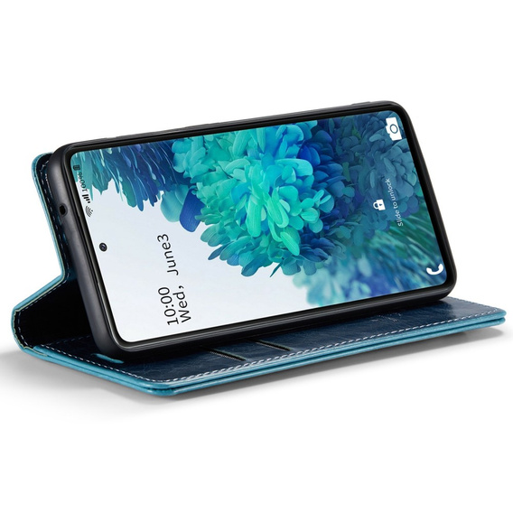 Carcasă flip CASEME pentru Samsung Galaxy S20 FE / 5G, Waxy Textured, albastru