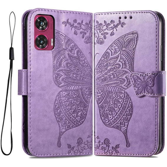 Cu clapetă pentru Motorola Edge 50 Fusion 5G, Butterfly, violet