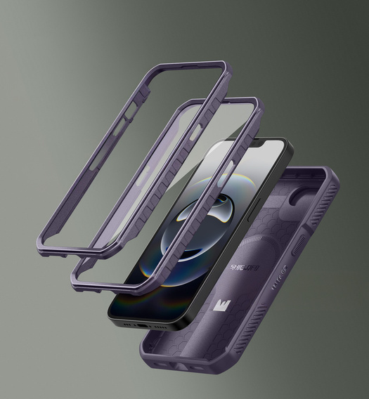 Carcasă blindată pentru iPhone 16e, Dexnor CamProtect MagSafe, violet