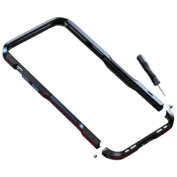 Husa LUPHIE pentru iPhone 13, Armor Bumper, negru / roșu