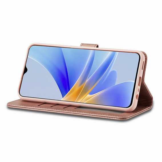 Cu clapetă pentru Oppo A17, LC.IMEEKE, roz rose gold