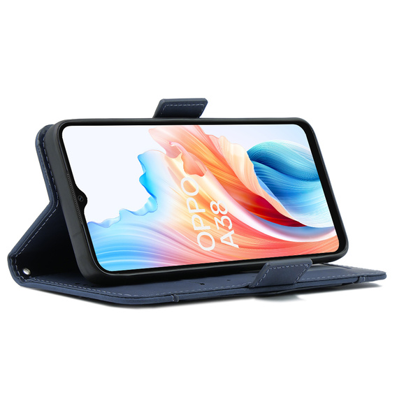Cu clapetă pentru Oppo A38 4G / Oppo A18 4G, Card Slot, albastru