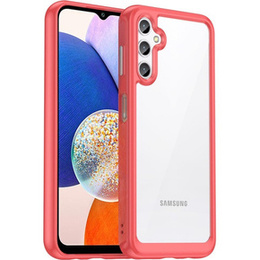 Huse pentru Samsung Galaxy A14 4G/5G, Fusion Hybrid, transparent / roșu
