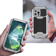 Husă pentru iPhone 13 Pro, R-JUST CamShield Slide, armată, de argint / negru