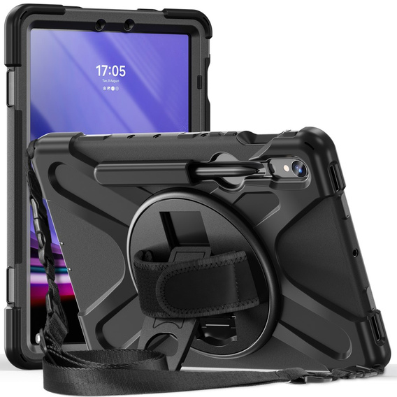 Husa blindată pentru Samsung Galaxy Tab S9 / S8 / S7, carcasă de protecție 360 cu slot pentru stylus, negru
