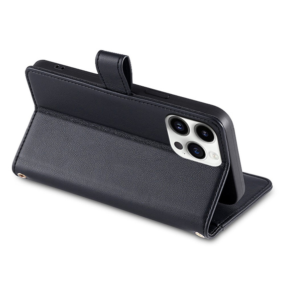 Cu clapetă pentru iPhone 14 Pro, Wallet Zipper Pocket, negru