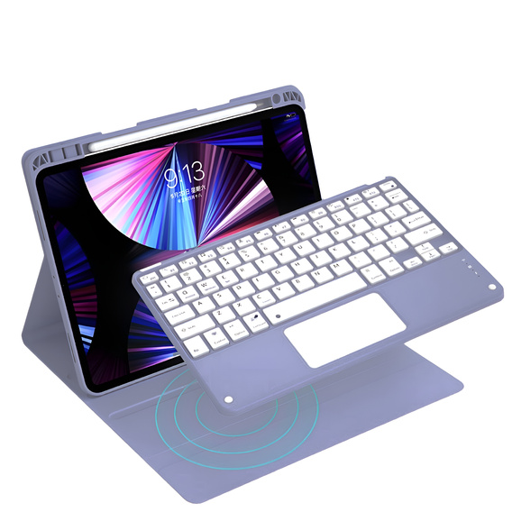 Carcasă + tastatură iPad 10.2 2021 / 2020 / 2019 / Air 10.5 2019, Leather Pen Slot TouchPad, violet