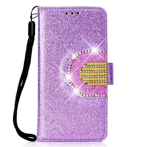 Cu clapetă pentru Huawei P Smart 2019 / Honor 10 Lite, Glitter Mirror Wallet, violet