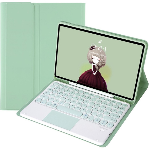 Carcasă + tastatură Samsung Galaxy Tab S6 Lite 2020 P610/P615 / S6 Lite 2022 10.4, Touchpad Pen Slot, verde deschis