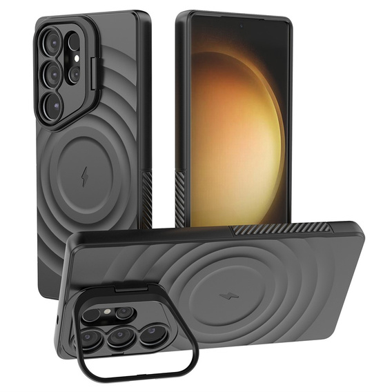 Husă pentru Samsung Galaxy S25 Ultra, Ripple Kickstand, pentru MagSafe, negru
