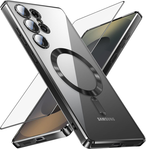 Husă pentru Samsung Galaxy S25 Ultra, Electro MagSafe, negru + Sticlă pentru ecran