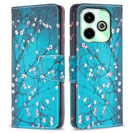 Cu clapetă pentru Infinix Hot 40i, Wallet, Sakura albastru