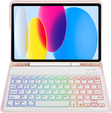 Husă cu tastatură bluetooth iluminată pentru iPad 10.9 2022 (10 gen.), roz