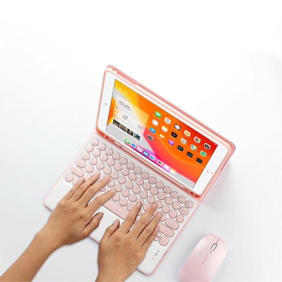 Carcasă + tastatură iPad Pro 11 2021 / 2018, iPad Air 10.9 4 2020 / 5 2022, Pen Slot, roz rose gold