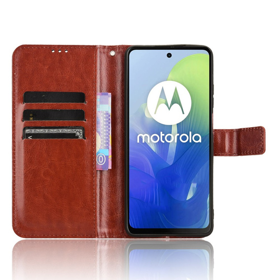 Cu clapetă pentru Motorola Moto G24 / G24 Power / G04, Crazy Horse Wallet, maro