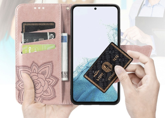Cu clapetă pentru Samsung Galaxy A36, Butterfly, roz rose gold