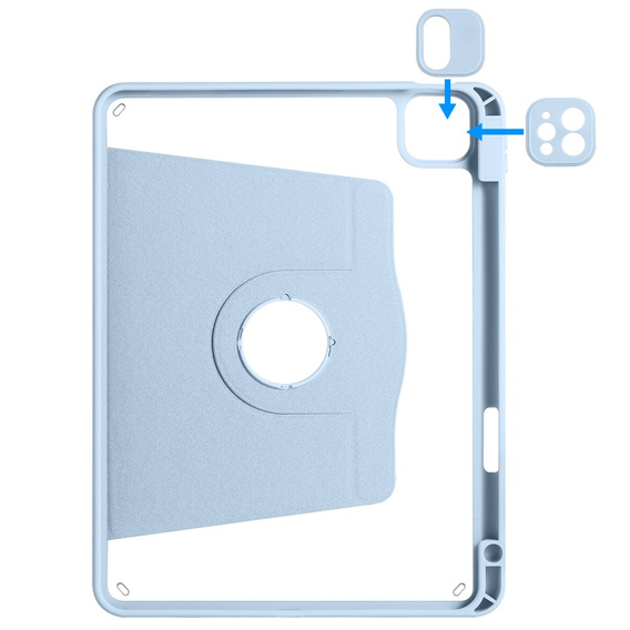 Husă pentru iPad Pro 11" 2022/2021/2020 (4/3/2 gen.), cu spațiu pentru stylus, rotativ la 360 °, albastru