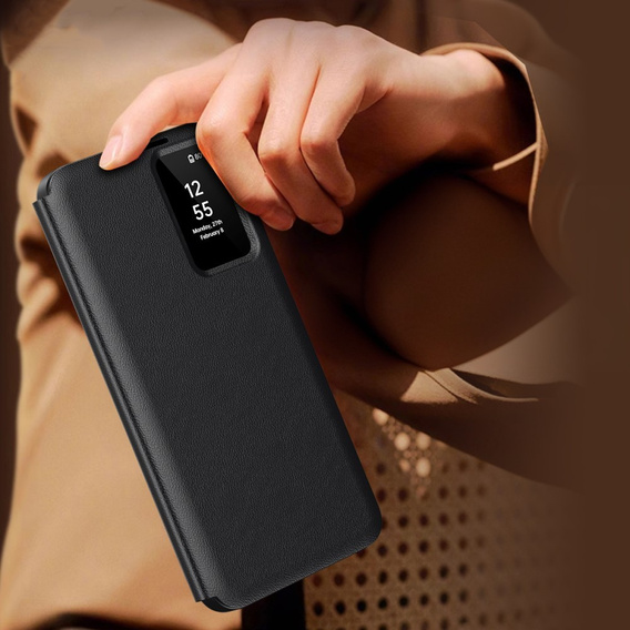 Husă cu clapetă pentru Samsung Galaxy S23 FE, Smart View Wallet, negru