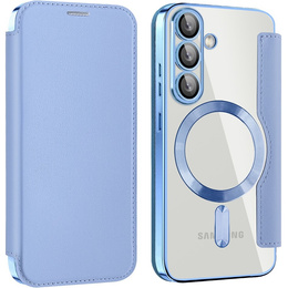 Cu clapetă pentru Samsung Galaxy S25+ Plus, RFID Wallet MagSafe CamShield, albastru