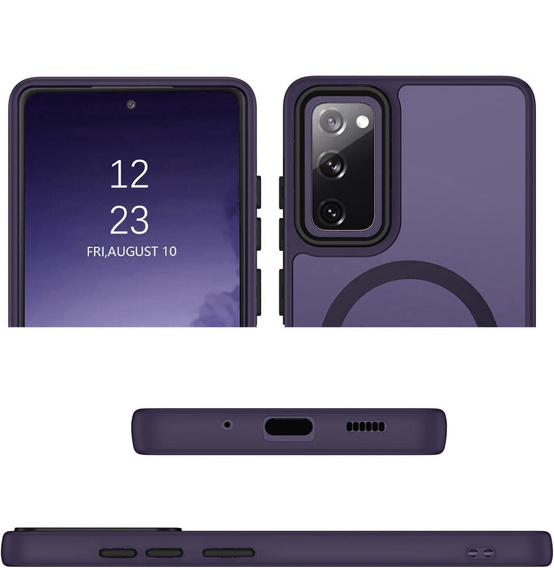 Husă pentru Samsung Galaxy S20 FE, pentru MagSafe, ERBORD Matt Case, violet închis + sticlă pentru ecran