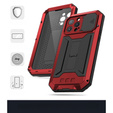 Husă pentru iPhone 13 Pro Max, R-JUST CamShield Slide, armată, roșu / negru