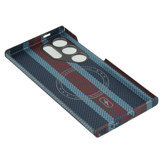 Carcasă pentru Samsung Galaxy S24 Ultra, Aramid Fiber Slim Case, pentru MagSafe, albastru / roșu