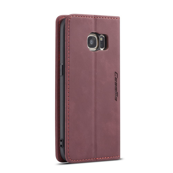 Husa CASEME pentru Samsung Galaxy S7, Leather Wallet Case, maroon