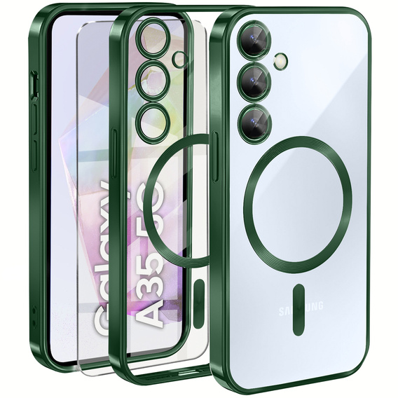 Husă pentru Samsung Galaxy A35 5G, Electro MagSafe, verde + Sticlă pentru ecran