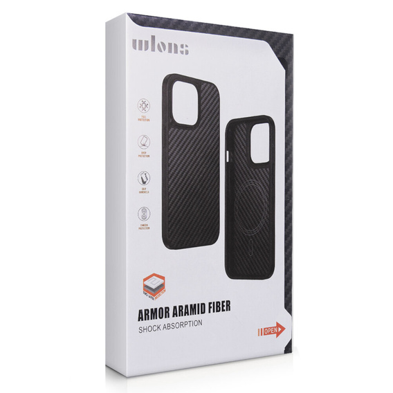Husă pentru iPhone 15 Pro Max, Aramid Fiber Cover, negru