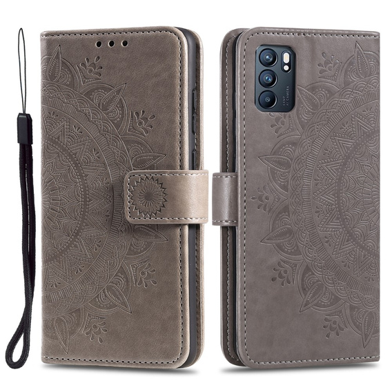 Cu clapetă pentru Oppo Reno6 5G, Mandala, gri