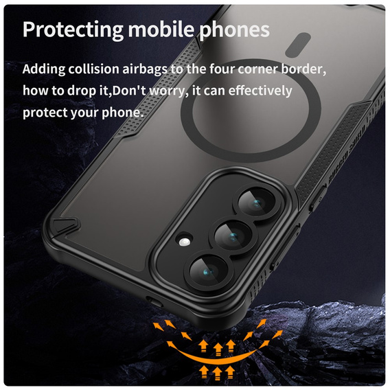 Husă blindată pentru Samsung Galaxy S25 FE, pentru MagSafe, negru mat