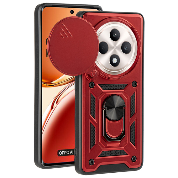 Husă blindată pentru Oppo Reno 12FS / 12F, CamShield Slide, roșu