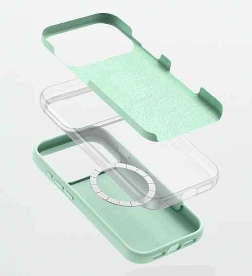 Manșon din silicon pentru iPhone 17 Pro, pentru MagSafe, antișoc, verde