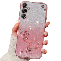 Husă pentru Samsung Galaxy A25 5G, Glitter Flower, roz rose gold