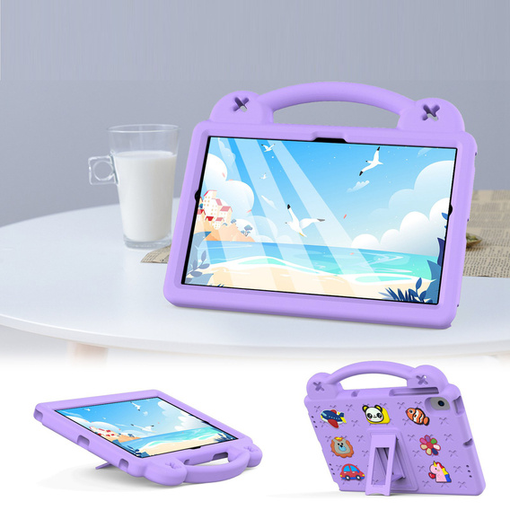 Husă pentru copii pentru Samsung Tab A8 X200 / X205, Cute Patterns, cu suport, violet