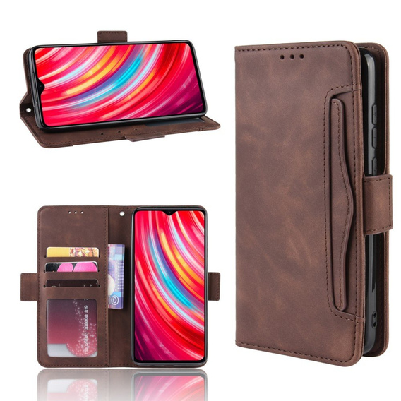 Cu clapetă pentru Xiaomi Redmi Note 8 Pro, Card Slot, maro