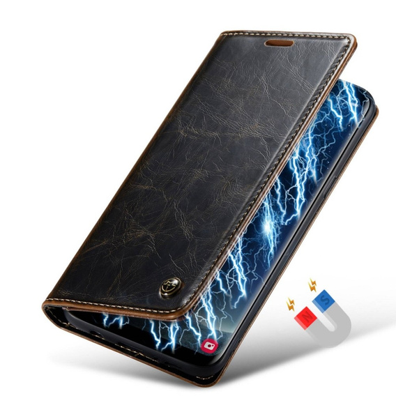 Carcasă flip CASEME pentru Samsung Galaxy S8+ Plus, Waxy Textured, cafea