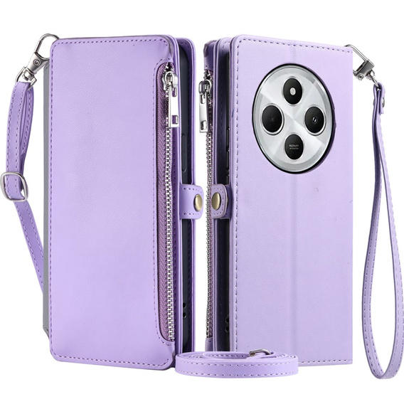 Cu clapetă pentru Xiaomi Redmi 14C / Xiaomi Poco C75, Wallet Zipper Pocket, violet