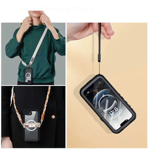 Husă impermeabilă pentru iPhone 16E, Redpepper, pentru MagSafe, negru