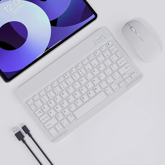 Set tastatură wireless și mouse Bluetooth pentru Android/Windows, alb