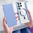Cu clapetă pentru Samsung Galaxy S24 Ultra, RFID Wallet MagSafe CamShield, albastru