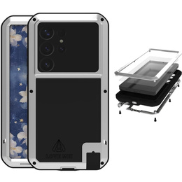 Love Mei Huse pentru Samsung Galaxy S25 Ultra, armored with glass, gri